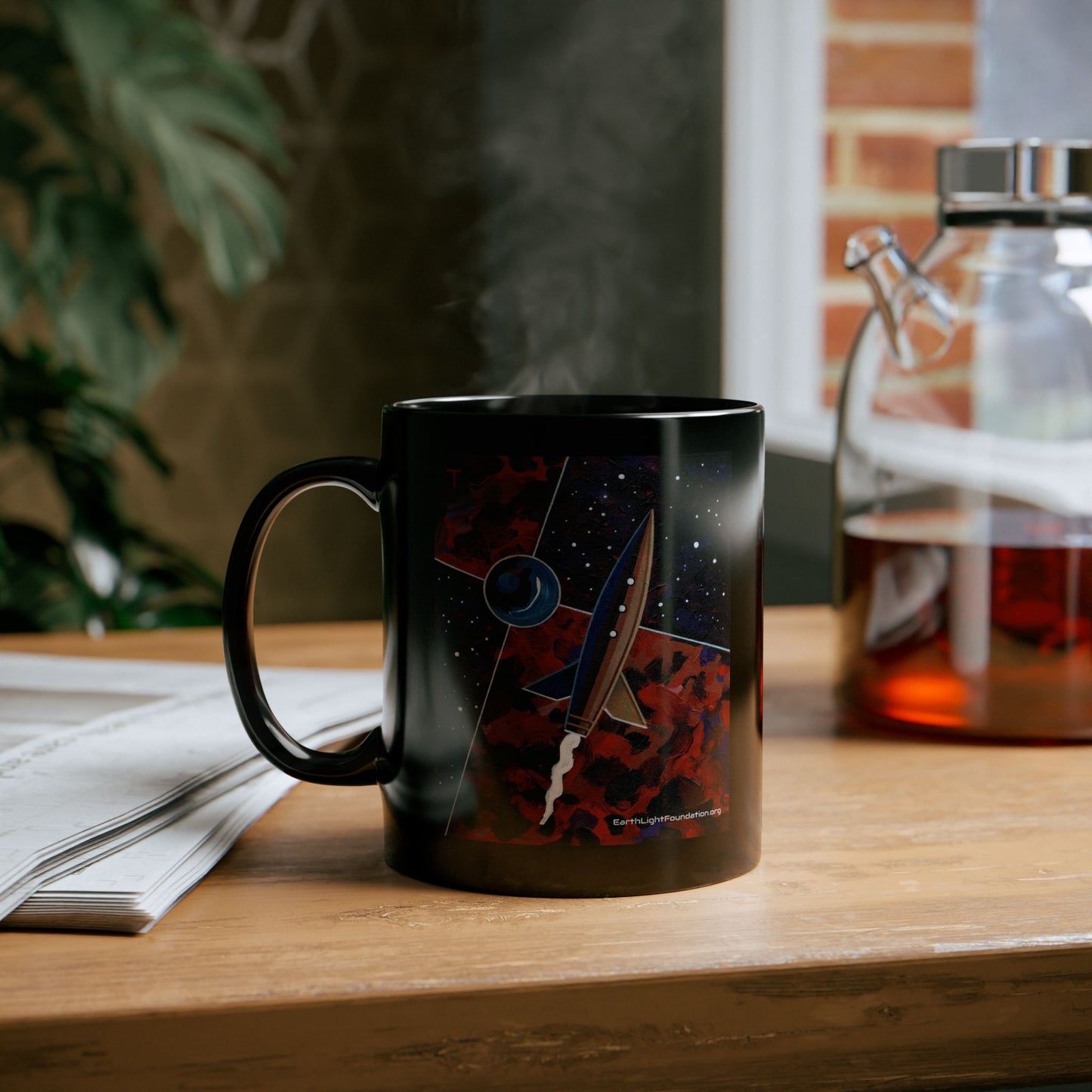 Peter Thorpe Rocket Painting Limited Edition Black Mug (11oz)