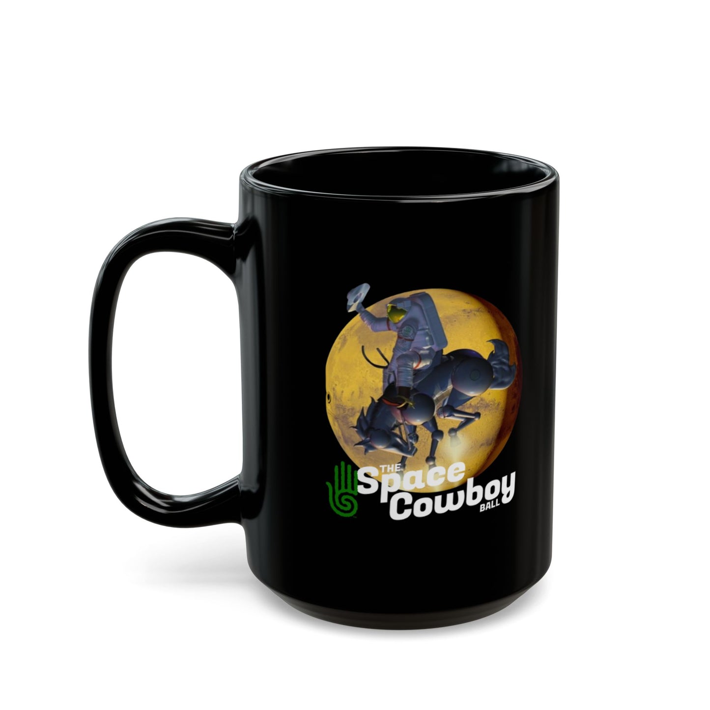 Space Cowboy Ball Big Black Mug (15oz - for use in a gravity field)
