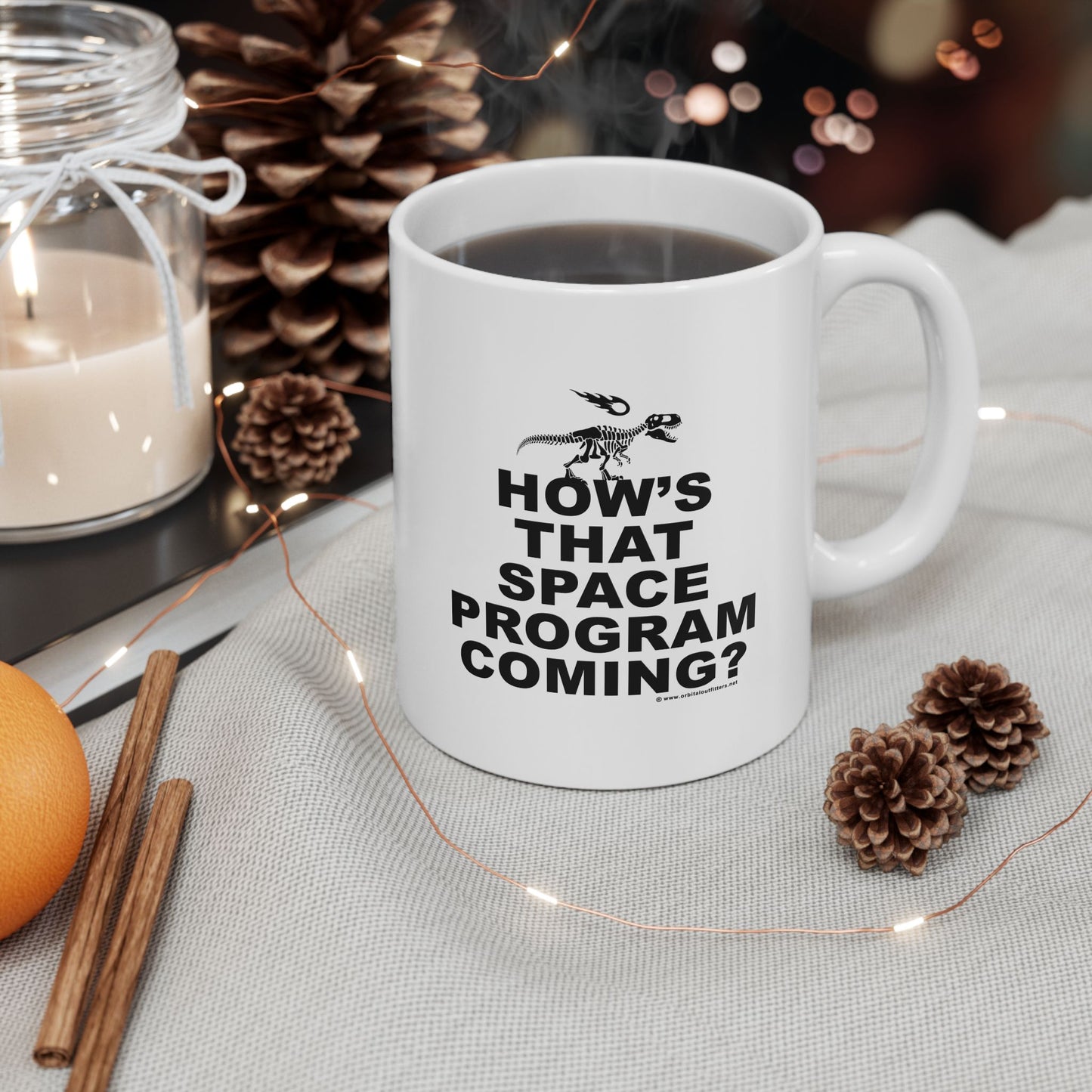 How's That Space Program Coming? Ceramic Mug, (11oz/.33 l - for use in gravitational field only)