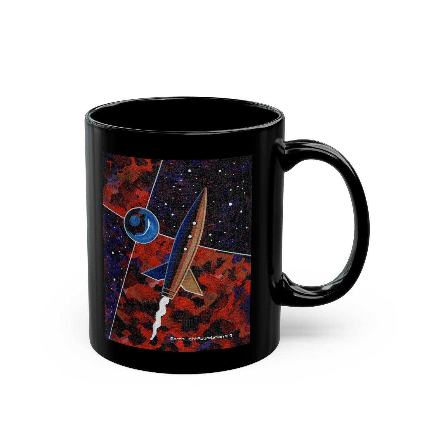 Peter Thorpe Rocket Painting Limited Edition Black Mug (11oz)