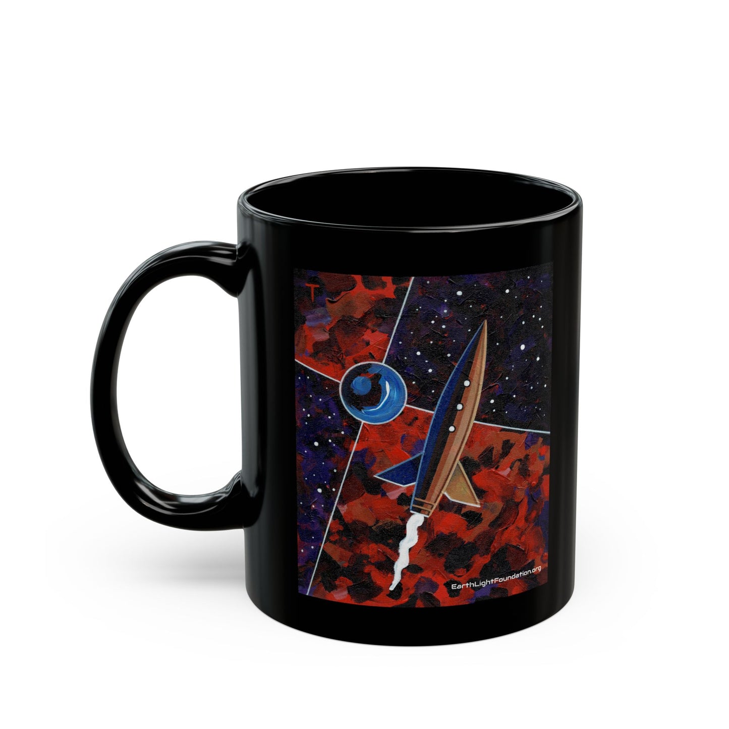 Peter Thorpe Rocket Painting Limited Edition Black Mug (11oz)