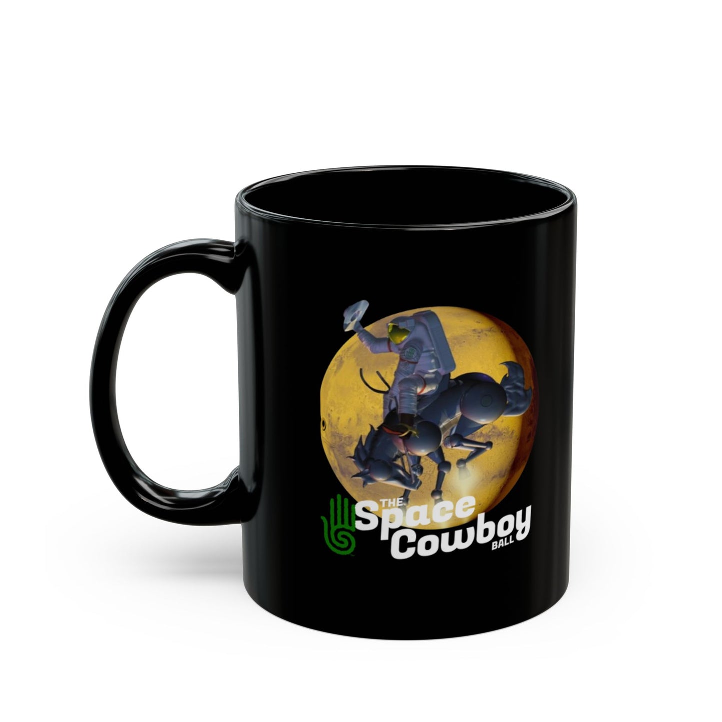 EarthLight Space Cowboy Ball Black Mug (11oz - for use in a gravity field)