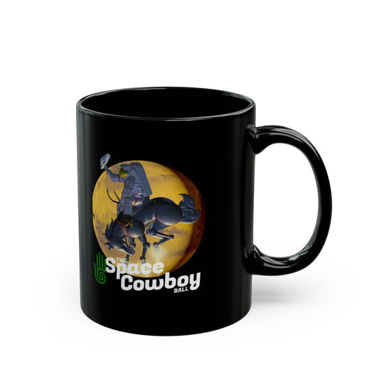 EarthLight Space Cowboy Ball Black Mug (11oz - for use in a gravity field)